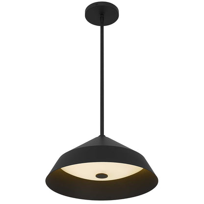 Alteck Nin 14in 1-Light Outdoor Pendant | Contemporary Sand Black and Etched White Glass | Covered Patio & Entryway | Model AP0075-5CCT-W-BK