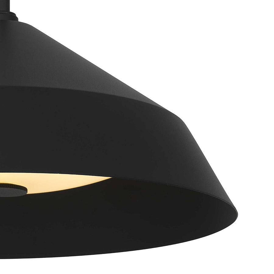 Alteck Nin 14in 1-Light Outdoor Pendant | Contemporary Sand Black and Etched White Glass | Covered Patio & Entryway | Model AP0075-5CCT-W-BK