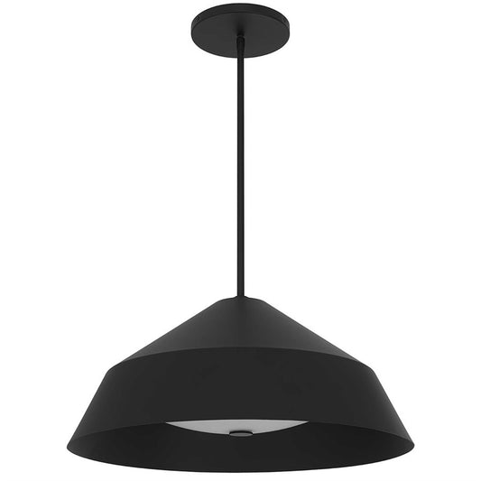 Alteck Nin 22in 1-Light Outdoor Pendant | Contemporary Sand Black Aluminum and Etched White Glass | Covered Patio & Entryway | Model AP0076-5CCT-W-BK