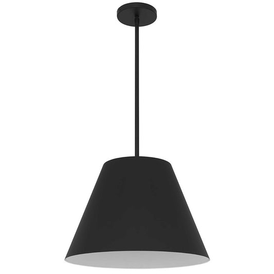 Alteck Jaz 16in LED Outdoor Pendant | Contemporary Sand Black Aluminum and Etched White Glass | Covered Patio & Entryway | Model AP0077-5CCT-W-BK