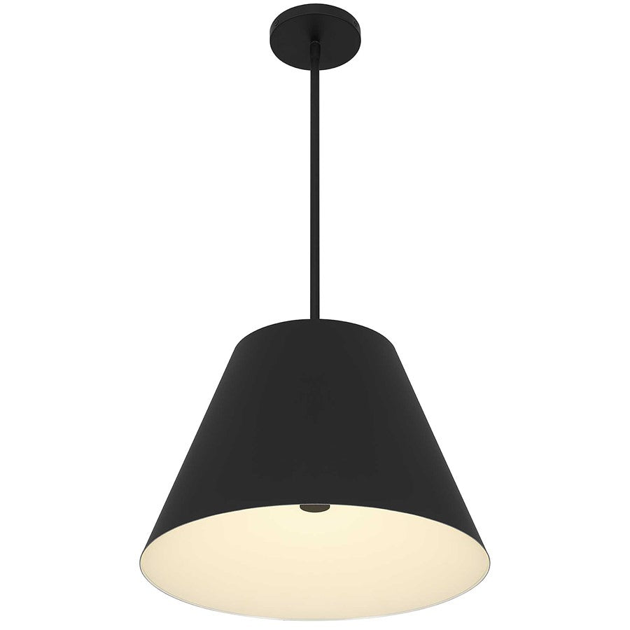 Alteck Jaz 16in LED Outdoor Pendant | Contemporary Sand Black Aluminum and Etched White Glass | Covered Patio & Entryway | Model AP0077-5CCT-W-BK