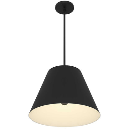 Alteck Jaz 16in LED Outdoor Pendant | Contemporary Sand Black Aluminum and Etched White Glass | Covered Patio & Entryway | Model AP0077-5CCT-W-BK
