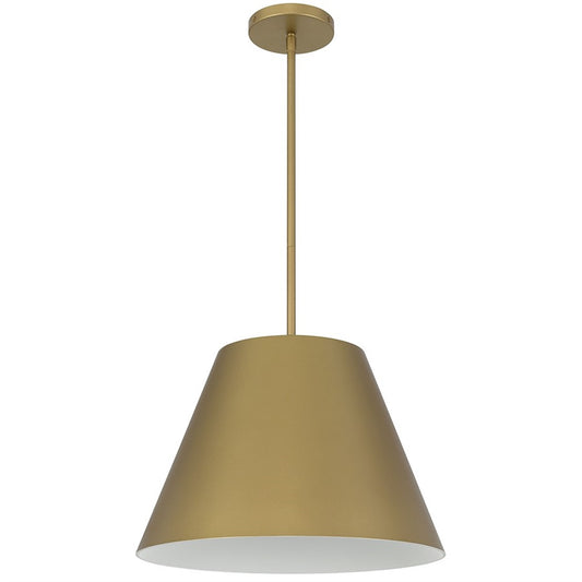 Alteck Jaz 16in 1-Light Outdoor Pendant | Contemporary Painted Brass Aluminum and Etched White Glass | Covered Patio | Model AP0077-5CCT-W-PB