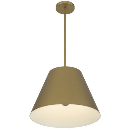 Alteck Jaz 16in 1-Light Outdoor Pendant | Contemporary Painted Brass Aluminum and Etched White Glass | Covered Patio | Model AP0077-5CCT-W-PB