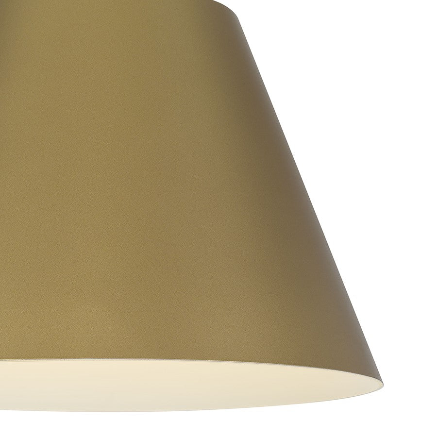 Alteck Jaz 16in 1-Light Outdoor Pendant | Contemporary Painted Brass Aluminum and Etched White Glass | Covered Patio | Model AP0077-5CCT-W-PB