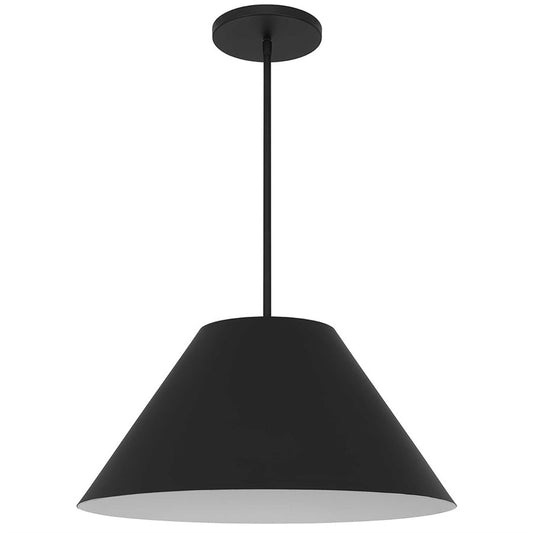 Alteck Jaz 22in 1-Light Outdoor Pendant | Contemporary Sand Black and Etched White Glass | Covered Patio & Entryway | Model AP0078-5CCT-W-BK