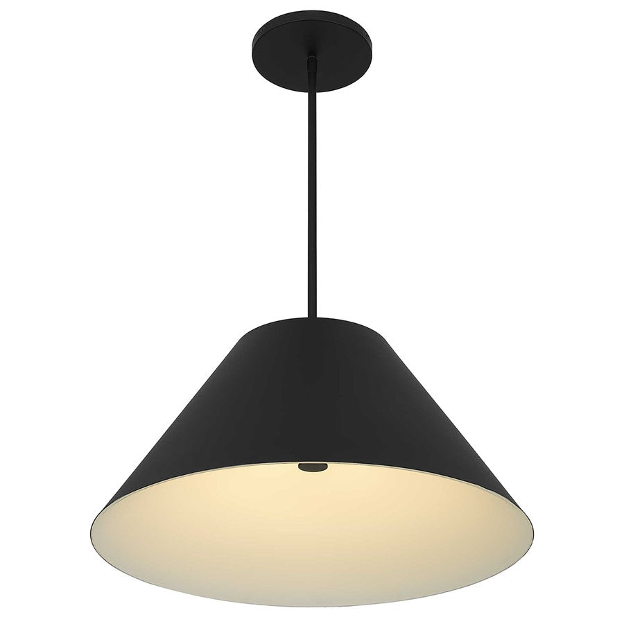Alteck Jaz 22in 1-Light Outdoor Pendant | Contemporary Sand Black and Etched White Glass | Covered Patio & Entryway | Model AP0078-5CCT-W-BK