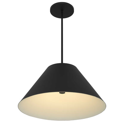 Alteck Jaz 22in 1-Light Outdoor Pendant | Contemporary Sand Black and Etched White Glass | Covered Patio & Entryway | Model AP0078-5CCT-W-BK