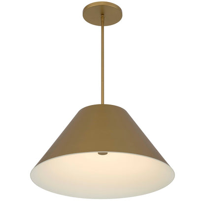 Alteck Jaz 21.88in 1-Light LED Outdoor Pendant | Contemporary Painted Brass Aluminum and Etched White Glass | Covered Patio | Model AP0078-5CCT-W-PB