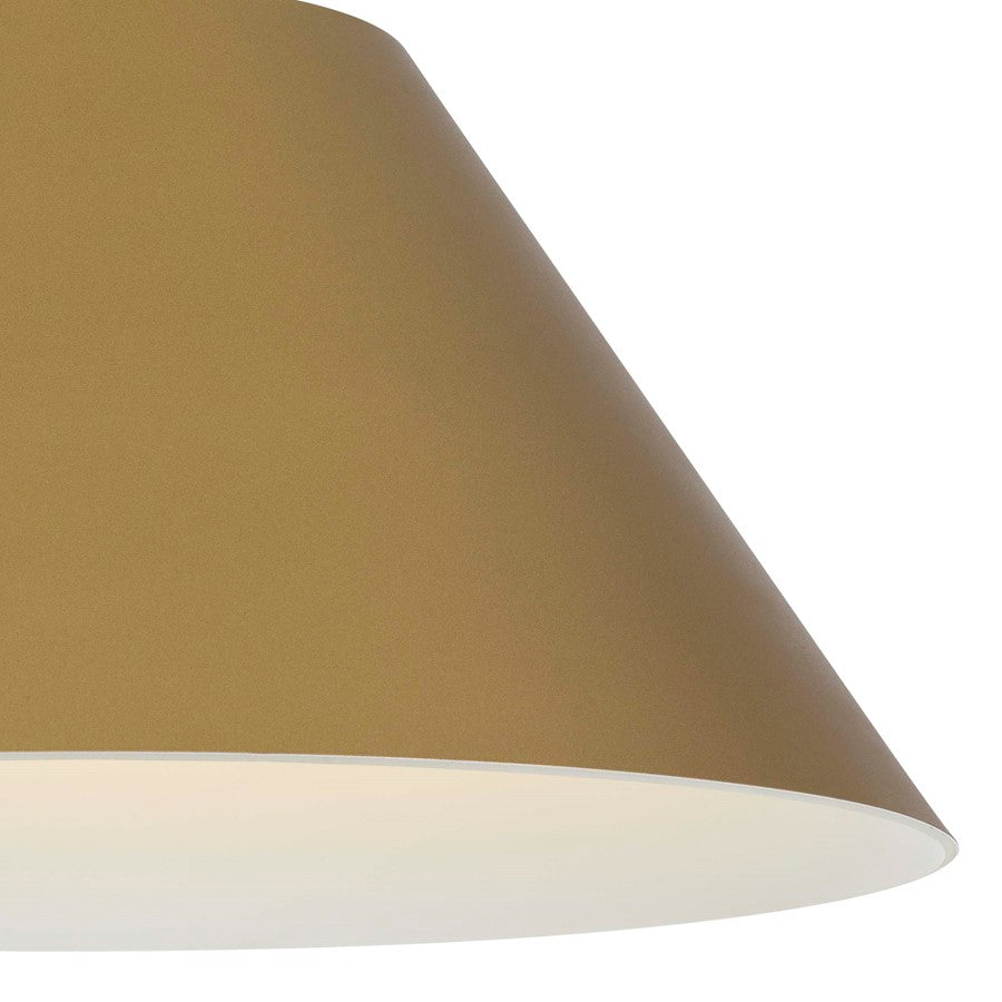 Alteck Jaz 21.88in 1-Light LED Outdoor Pendant | Contemporary Painted Brass Aluminum and Etched White Glass | Covered Patio | Model AP0078-5CCT-W-PB