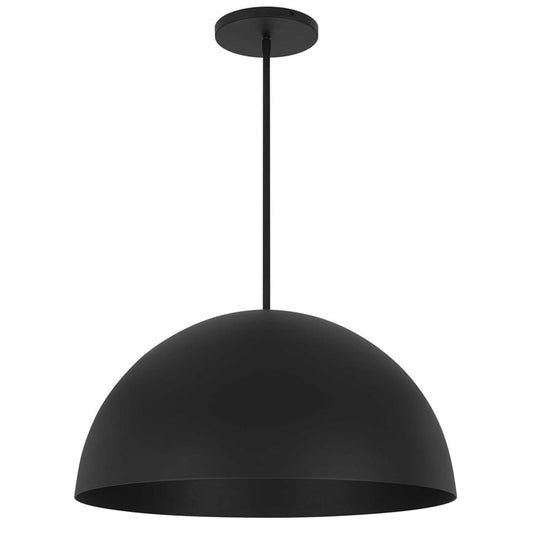 Alteck Half Round 24in 1-Light LED Outdoor Pendant | Contemporary Sand Black Aluminum and Etched White Glass | Covered Patio | Model AP0083-5CCT-W-BK