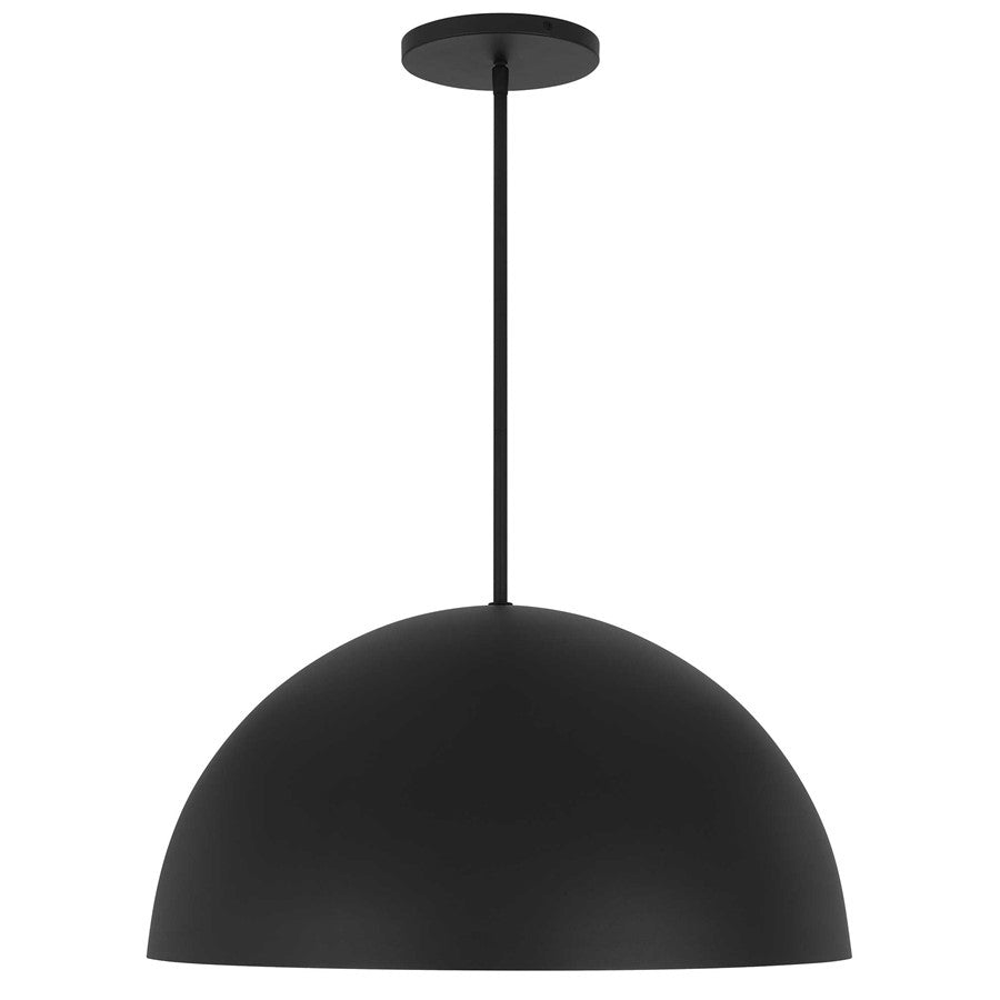 Alteck Half Round 24in 1-Light LED Outdoor Pendant | Contemporary Sand Black Aluminum and Etched White Glass | Covered Patio | Model AP0083-5CCT-W-BK