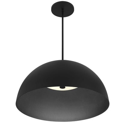Alteck Half Round 24in 1-Light LED Outdoor Pendant | Contemporary Sand Black Aluminum and Etched White Glass | Covered Patio | Model AP0083-5CCT-W-BK