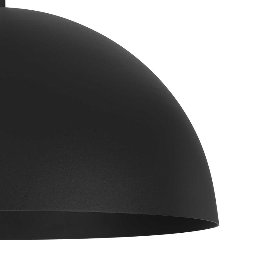 Alteck Half Round 24in 1-Light LED Outdoor Pendant | Contemporary Sand Black Aluminum and Etched White Glass | Covered Patio | Model AP0083-5CCT-W-BK
