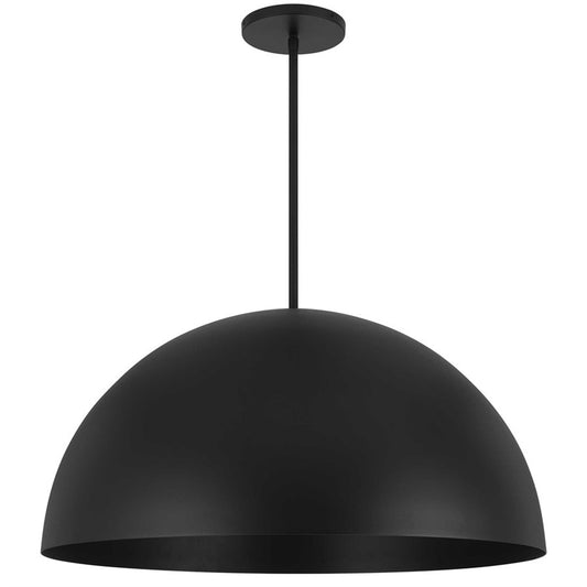 Alteck Half 32in 1-Light LED Outdoor Pendant | Contemporary Sand Black Aluminum and Etched White Glass | Covered Patio | Model AP0084-5CCT-W-BK