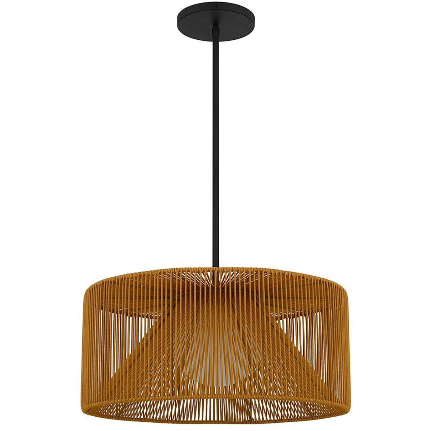 Alteck Key West 22in 1-Light Outdoor Pendant | Contemporary Sand Black and Weather Resistant Rattan | Covered Patio & Porch | Model AP0149-5CCT-W-BK