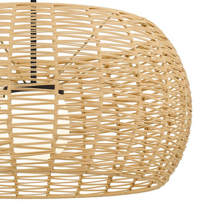 Alteck Aruba 32in 1-Light Outdoor Pendant | Coastal Sand Black Aluminum and Rattan Shade | Covered Patio & Entryway | Model AP0152-5CCT-W-BK