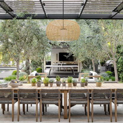 Alteck Aruba 32in 1-Light Outdoor Pendant | Coastal Sand Black Aluminum and Rattan Shade | Covered Patio & Entryway | Model AP0152-5CCT-W-BK