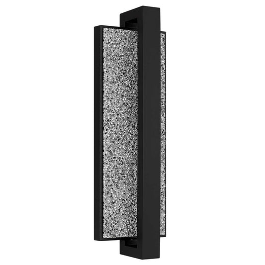 Alteck Seafoam 19in 1-Light LED Outdoor Wall Sconce | Contemporary Sand Black and Silver Bubble Aluminum | Entryway & Patio | Model AW0005-3CCT-W-BK