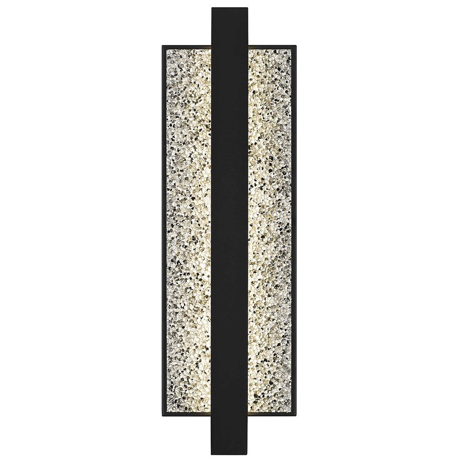 Alteck Seafoam 19in 1-Light LED Outdoor Wall Sconce | Contemporary Sand Black and Silver Bubble Aluminum | Entryway & Patio | Model AW0005-3CCT-W-BK