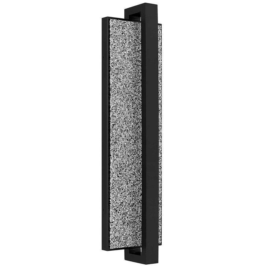 Alteck Seafoam 26in 1-Light Outdoor Wall Sconce | Contemporary Sand Black and Sand Blast Glass | Covered Patio & Entryway | Model AW0006-3CCT-W-BK
