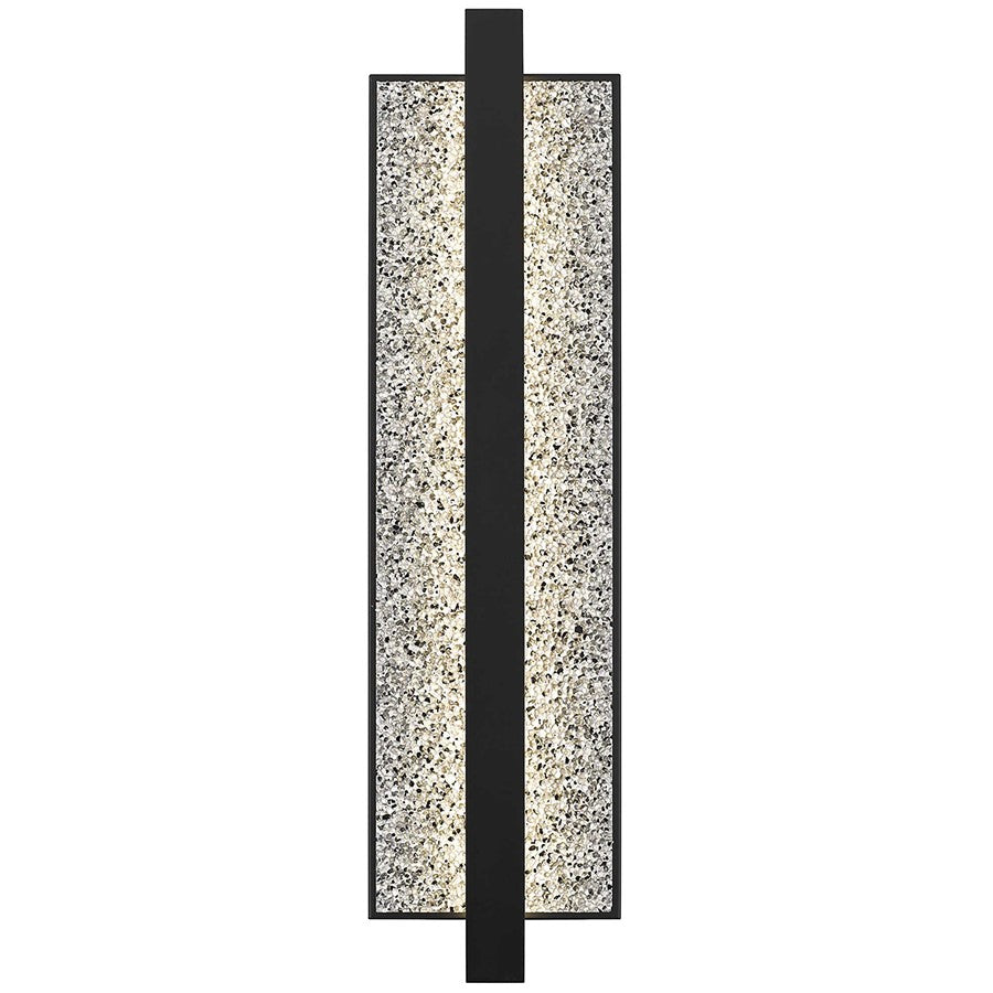 Alteck Seafoam 26in 1-Light Outdoor Wall Sconce | Contemporary Sand Black and Sand Blast Glass | Covered Patio & Entryway | Model AW0006-3CCT-W-BK