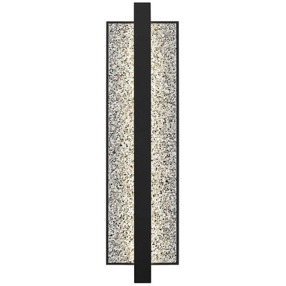 Alteck Seafoam 26in 1-Light Outdoor Wall Sconce | Contemporary Sand Black and Sand Blast Glass | Covered Patio & Entryway | Model AW0006-3CCT-W-BK