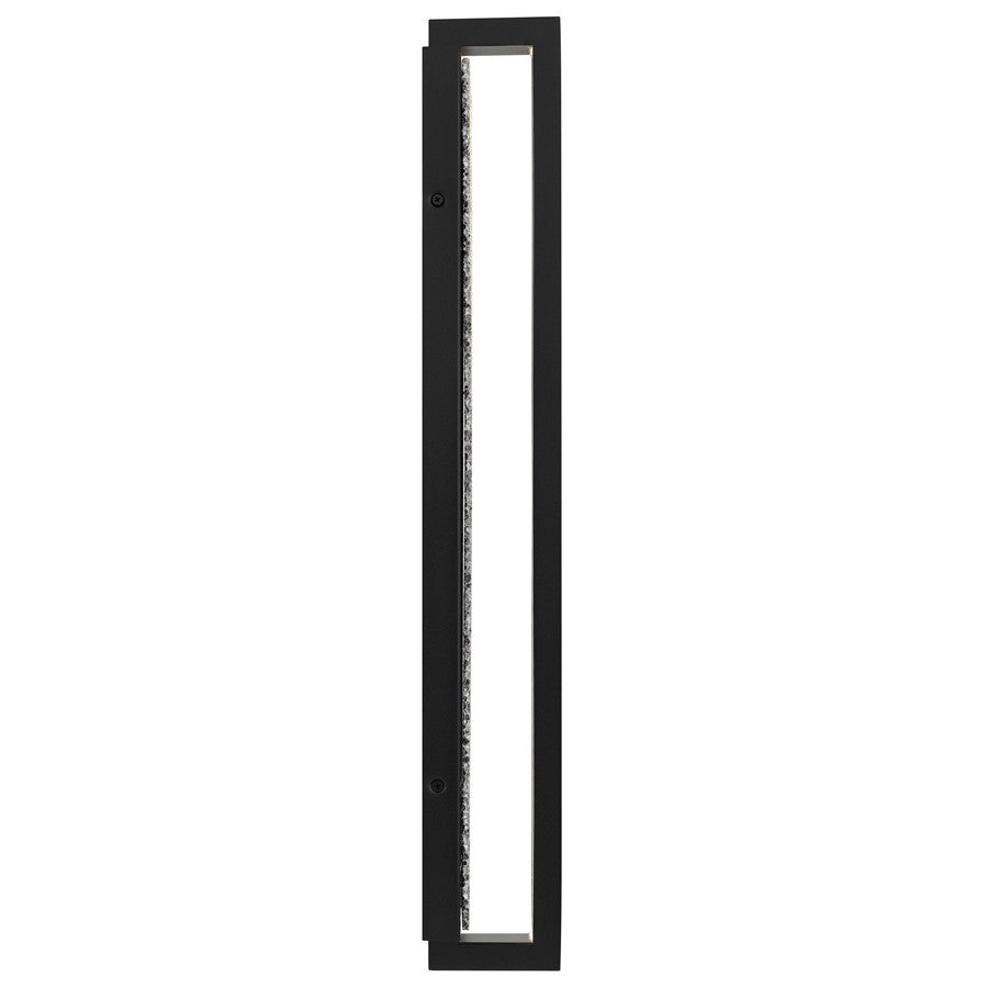 Alteck Seafoam 26in 1-Light Outdoor Wall Sconce | Contemporary Sand Black and Sand Blast Glass | Covered Patio & Entryway | Model AW0006-3CCT-W-BK