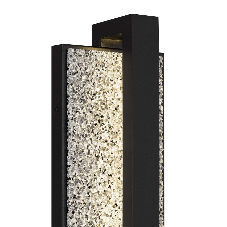 Alteck Seafoam 26in 1-Light Outdoor Wall Sconce | Contemporary Sand Black and Sand Blast Glass | Covered Patio & Entryway | Model AW0006-3CCT-W-BK