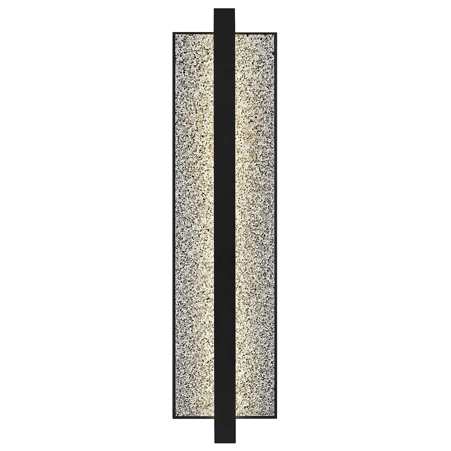 Alteck Seafoam 32in 1-Light LED Outdoor Wall Sconce | Contemporary Sand Black and Sand Blast Glass | Entryway & Patio | Model AW0007-3CCT-W-BK