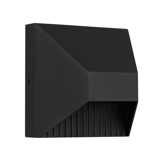 Alteck Ribbed 5in 1-Light LED Outdoor Wall Sconce | Contemporary Sand Black Aluminum and Sand Blast Acrylic | Entryway | Model AW0008-3CCT-W-BK