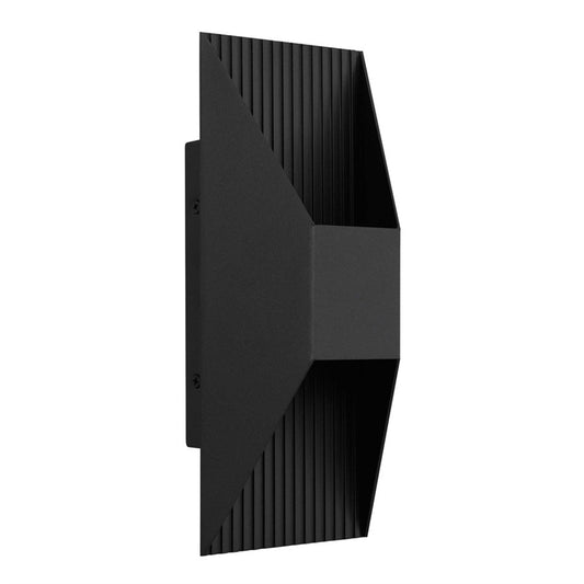 Alteck Ribbed 12in 1-Light LED Outdoor Wall Sconce | Contemporary Sand Black Aluminum | Entryway & Patio | Model AW0009-3CCT-W-BK