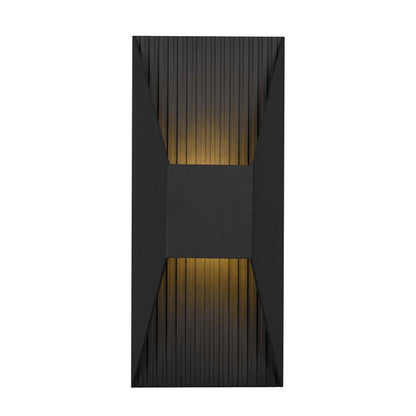Alteck Ribbed 12in 1-Light LED Outdoor Wall Sconce | Contemporary Sand Black Aluminum | Entryway & Patio | Model AW0009-3CCT-W-BK
