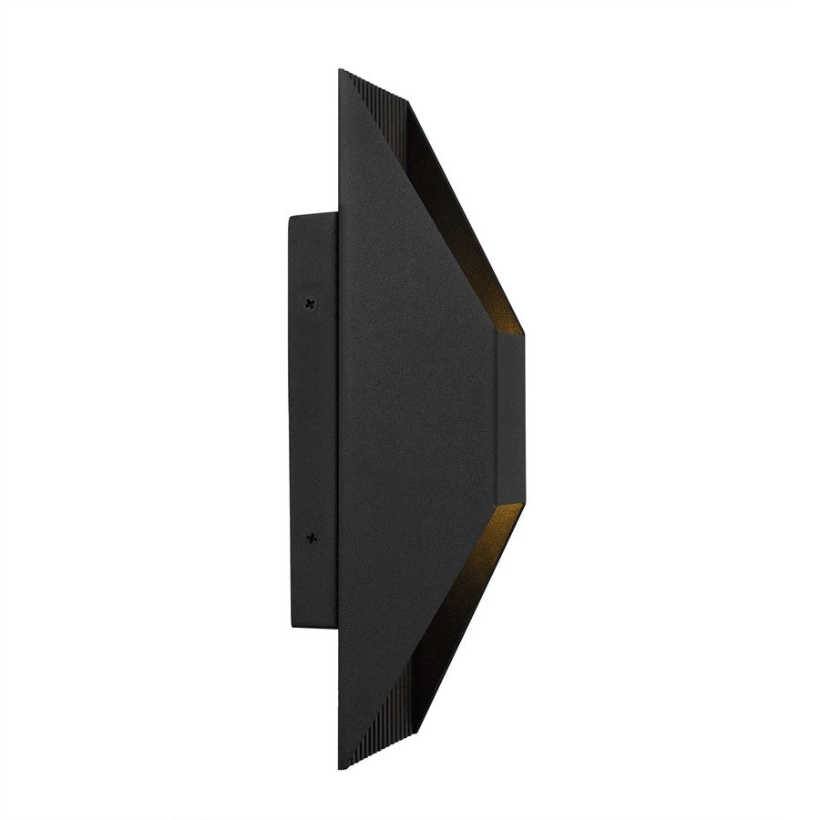 Alteck Ribbed 12" LED Outdoor Wall Sconce, Sand Black