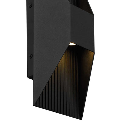 Alteck Ribbed 12" LED Outdoor Wall Sconce, Sand Black