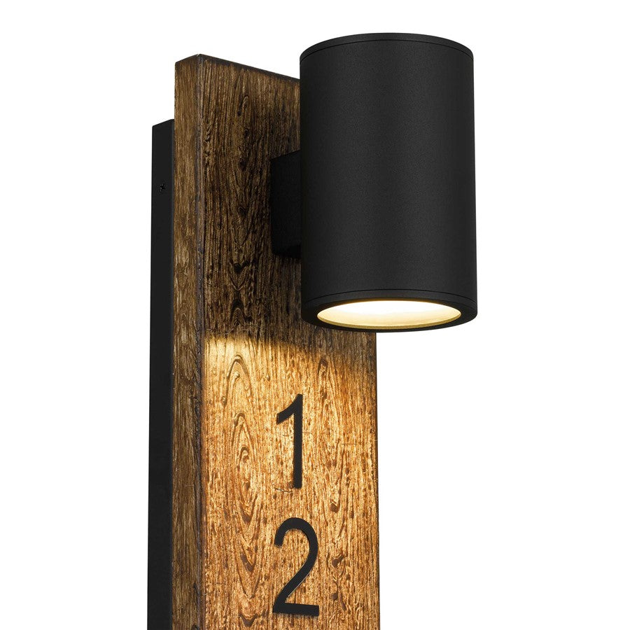 Alteck Woodone 19" LED Outdoor Wall Sconce, Sand Black