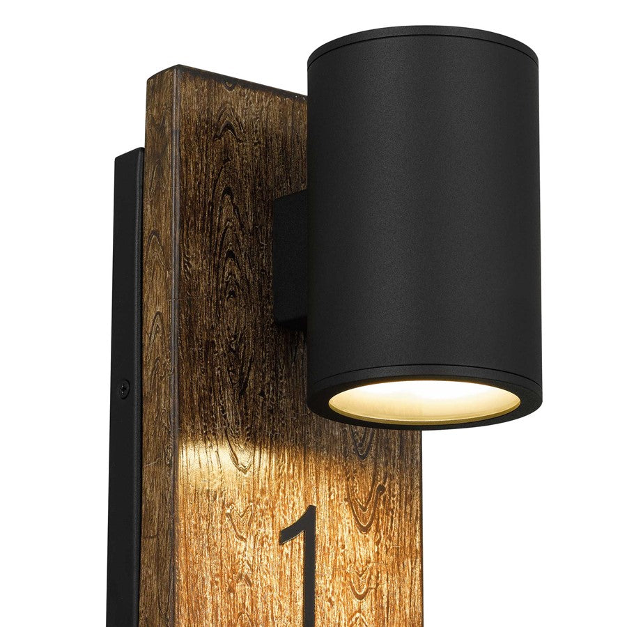 Alteck Woodone 26" LED Outdoor Wall Sconce, Sand Black