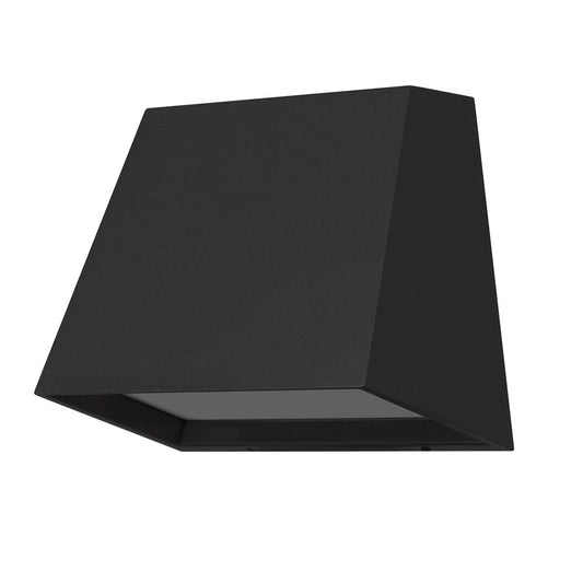 Alteck Fillet 6in 1-Light LED Outdoor Sconce | Contemporary Sand Black Aluminum and Sand Blast Glass | Entryway & Patio | Model AW0026-3CCT-W-BK