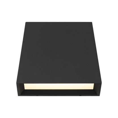 Alteck Fillet 6in 1-Light LED Outdoor Sconce | Contemporary Sand Black Aluminum and Sand Blast Glass | Entryway & Patio | Model AW0026-3CCT-W-BK