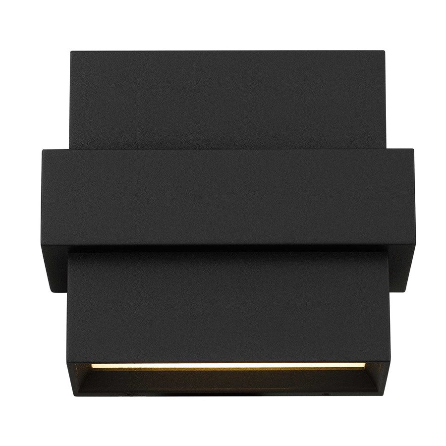 Alteck Summit 5in 1-Light Outdoor Wall Sconce | Contemporary Sand Black and Sand Blast Glass | Entryway & Covered Porch | Model AW0027-3CCT-W-BK