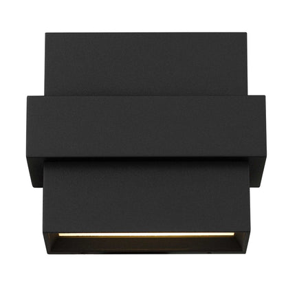 Alteck Summit 5in 1-Light Outdoor Wall Sconce | Contemporary Sand Black and Sand Blast Glass | Entryway & Covered Porch | Model AW0027-3CCT-W-BK
