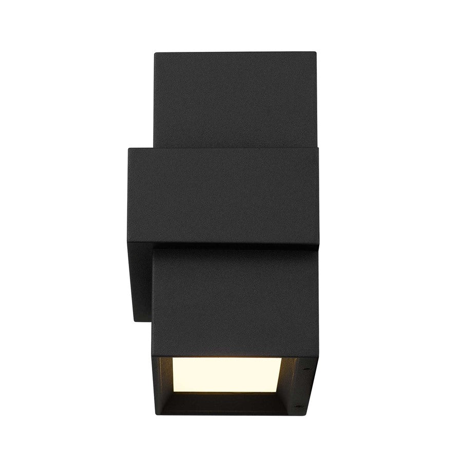 Alteck Summit 5in 1-Light Outdoor Wall Sconce | Contemporary Sand Black and Sand Blast Glass | Entryway & Covered Porch | Model AW0027-3CCT-W-BK