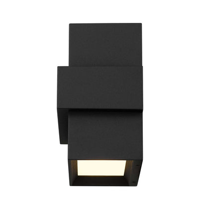 Alteck Summit 5in 1-Light Outdoor Wall Sconce | Contemporary Sand Black and Sand Blast Glass | Entryway & Covered Porch | Model AW0027-3CCT-W-BK
