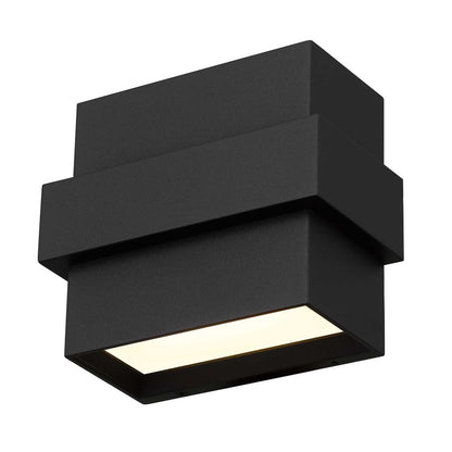 Alteck Summit 5in 1-Light Outdoor Wall Sconce | Contemporary Sand Black and Sand Blast Glass | Entryway & Covered Porch | Model AW0027-3CCT-W-BK
