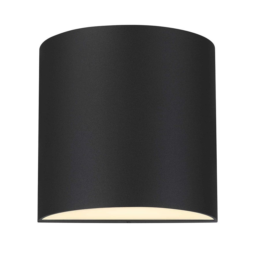 Alteck Veil 5in 1-Light LED Outdoor Wall Sconce | Contemporary Sand Black Aluminum | Entryway & Patio | 4.62 x 4.62 x 2.38 in | Model AW0028-3CCT-W-BK