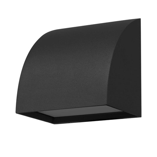 Alteck Slope 4.5in 1-Light LED Outdoor Wall Sconce | Contemporary Sand Black Aluminum and Sand Blast Glass | Entryway | Model AW0029-3CCT-W-BK