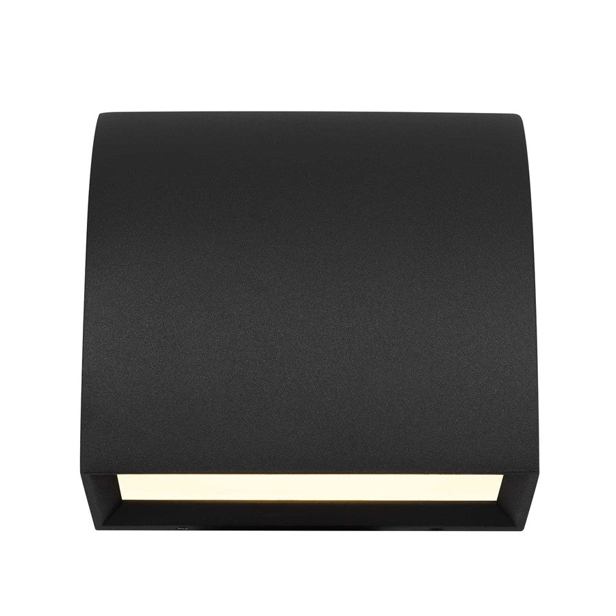 Alteck Slope 4.5in 1-Light LED Outdoor Wall Sconce | Contemporary Sand Black Aluminum and Sand Blast Glass | Entryway | Model AW0029-3CCT-W-BK