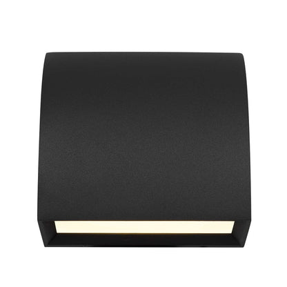 Alteck Slope 4.5in 1-Light LED Outdoor Wall Sconce | Contemporary Sand Black Aluminum and Sand Blast Glass | Entryway | Model AW0029-3CCT-W-BK