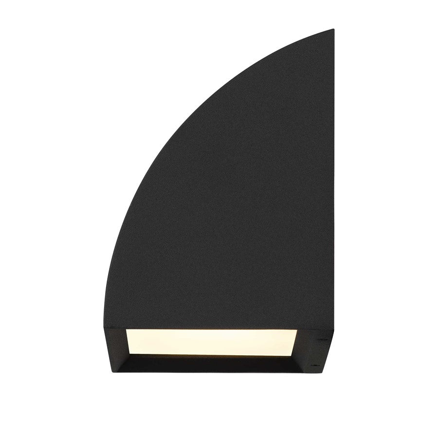 Alteck Slope 4.5in 1-Light LED Outdoor Wall Sconce | Contemporary Sand Black Aluminum and Sand Blast Glass | Entryway | Model AW0029-3CCT-W-BK