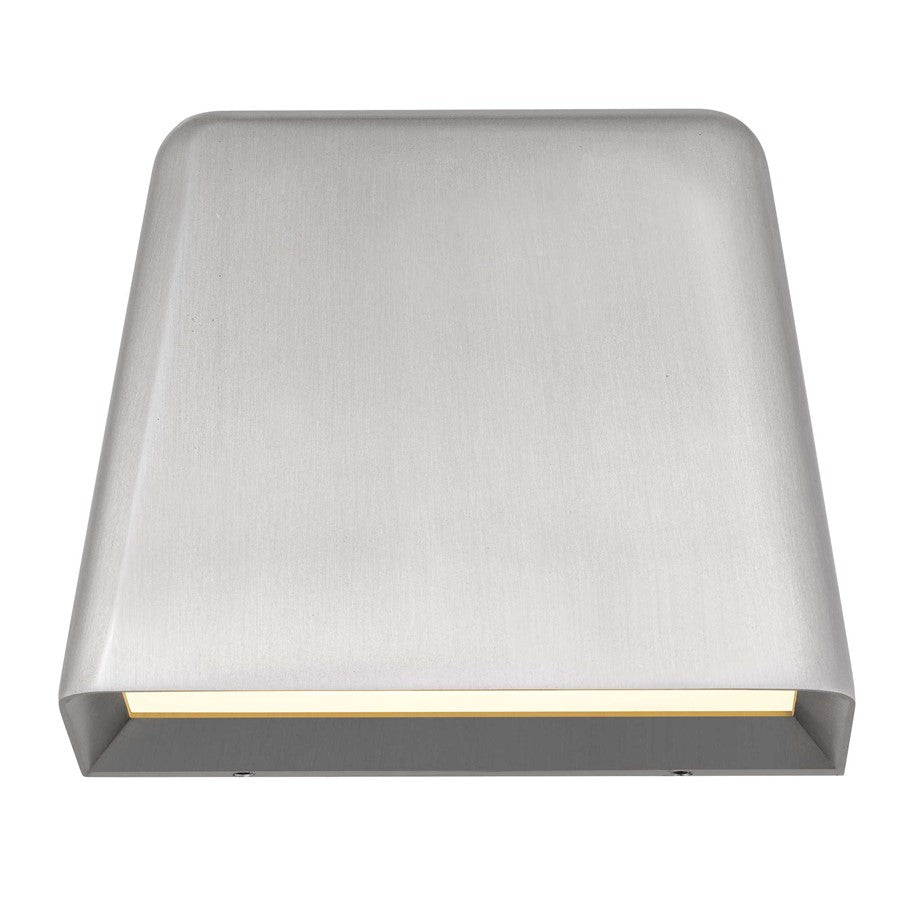 Alteck Bull 5.5in 1-Light LED Outdoor Wall Sconce | Contemporary Brushed Aluminum and Sand Blast Glass | Entryway & Hallway | Model AW0031-3CCT-W-BA
